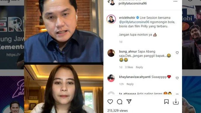 Live Bareng, Erick Thohir Berbagi Ilmu dengan Prilly Latuconsina Live Bareng, Erick Thohir Berbagi Ilmu dengan Prilly Latuconsina