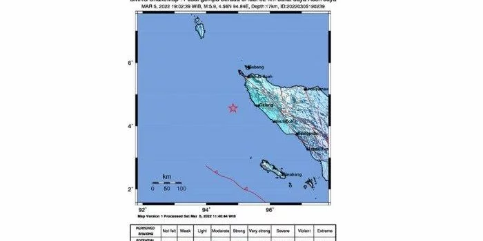 Gempa Magnitudo 5,9 Guncang Aceh Jaya Gempa Magnitudo 5,9 Guncang Aceh Jaya