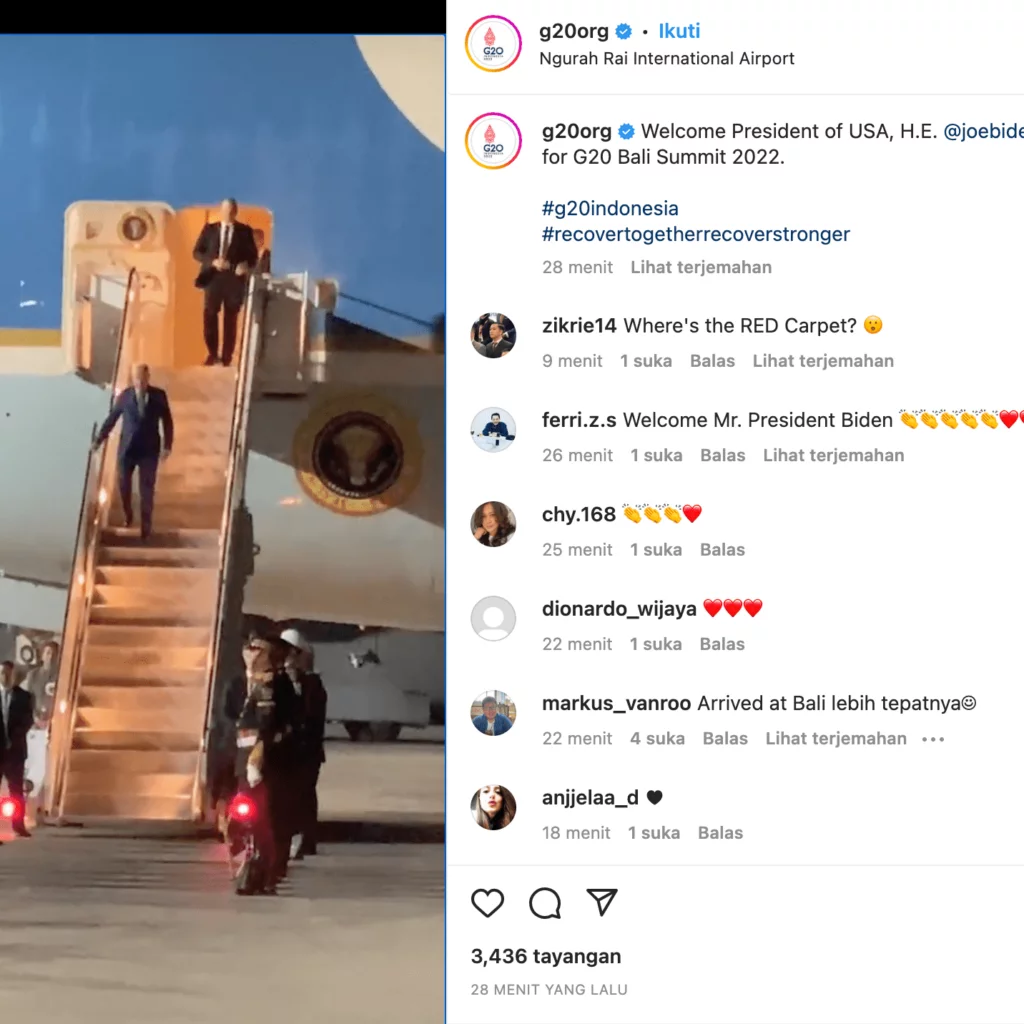 Air Force One Mendarat di Bali, Joe Biden Disambut Tarian Bali Air Force One Mendarat di Bali, Joe Biden Disambut Tarian Bali