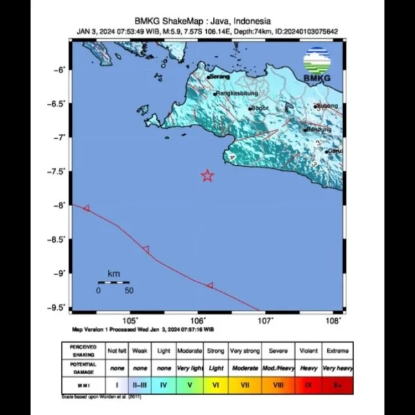 BMKG Sebut Gempa Berkekuatan Magnitudo 5,9 di Selatan Jawa Barat Dipicu Deformasi Batuan Lempeng Indo-Australia BMKG Sebut Gempa Berkekuatan Magnitudo 5,9 di Selatan Jawa Barat Dipicu Deformasi Batuan Lempeng Indo-Australia