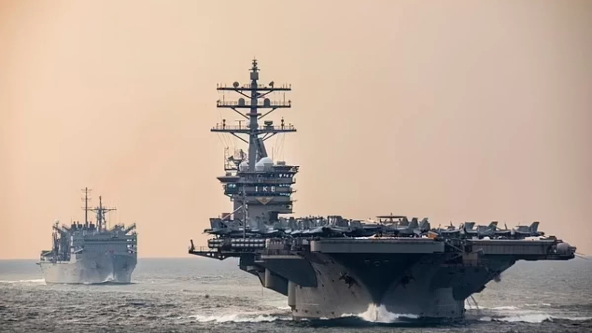 Kapal Induk USS Dwight Eisenhower Menuju Israel di Antara Ketegangan Iran-Yahudi Pentagon meningkatkan kehadirannya di Timur Tengah dan USS Dwight Eisenhower telah dikirim ke Laut Merah sebag