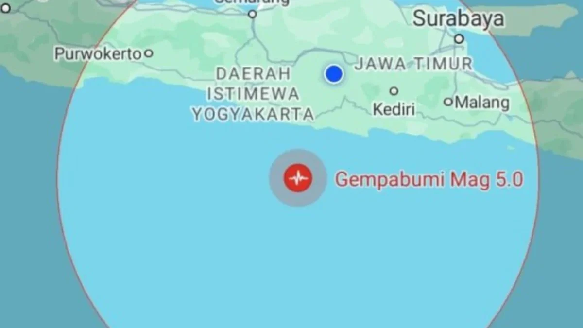 Gempa Guncang Pacitan Getaran Dirasakan di Bantul dan Yogyakarta, Tercatat Berkekuatan Magnitudo 5 Gempa Pacitan