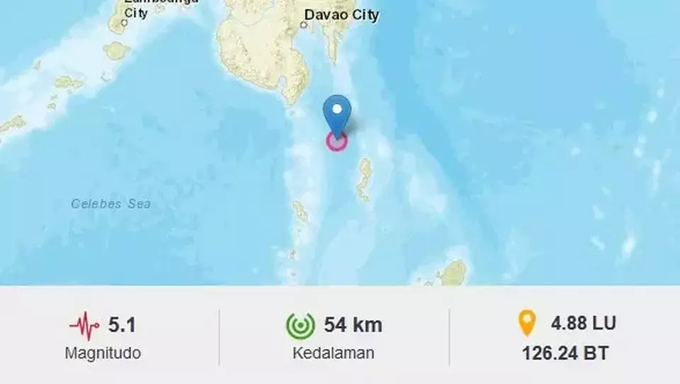BMKG: Gempa 5,1 Magnitudo Guncang Pulau Karutung Manado Gempa dengan magnitudo 5,1 mengguncang Pulau Karatung, Sulawesi Utara, Minggu 9 Juni 2024. (BMKG/BMKG)