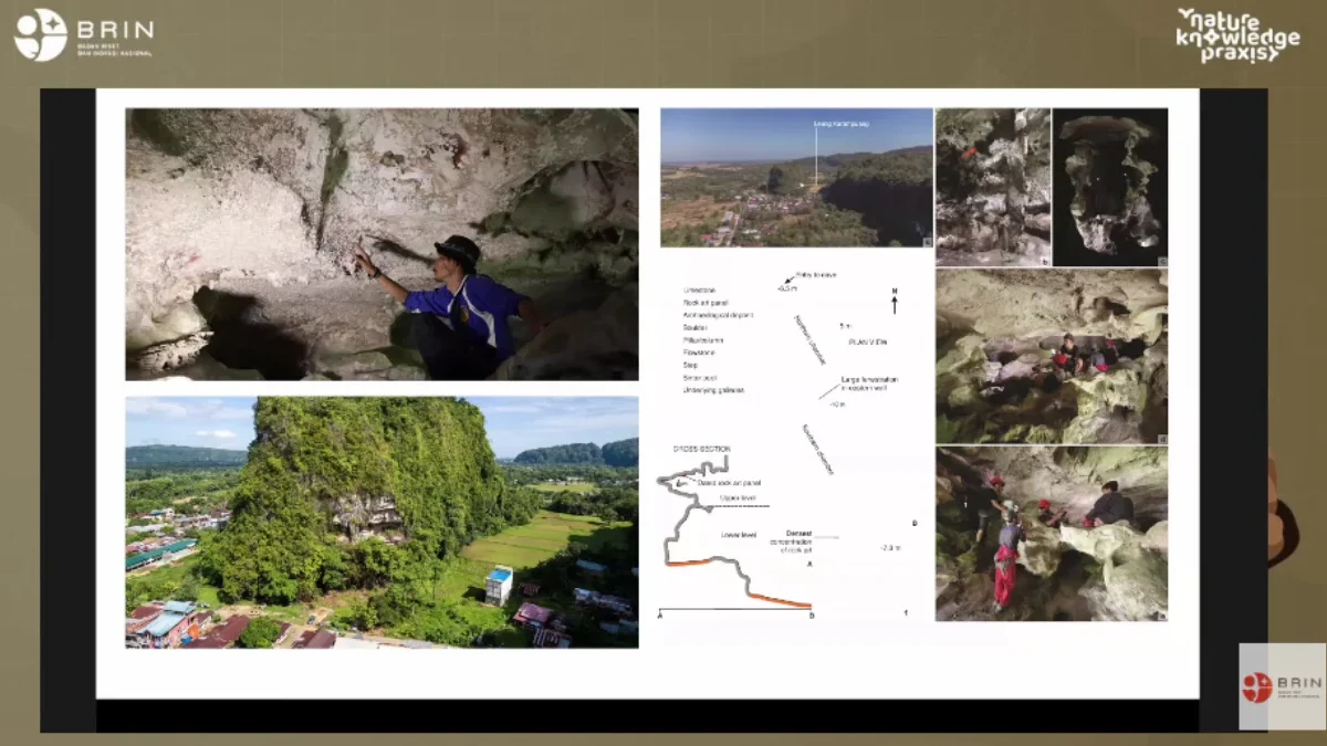 Pemaparan proses penelitian dan temuan lukisan tertua di gua kapur Leang Karampuang, Maros/ foto: BRIN