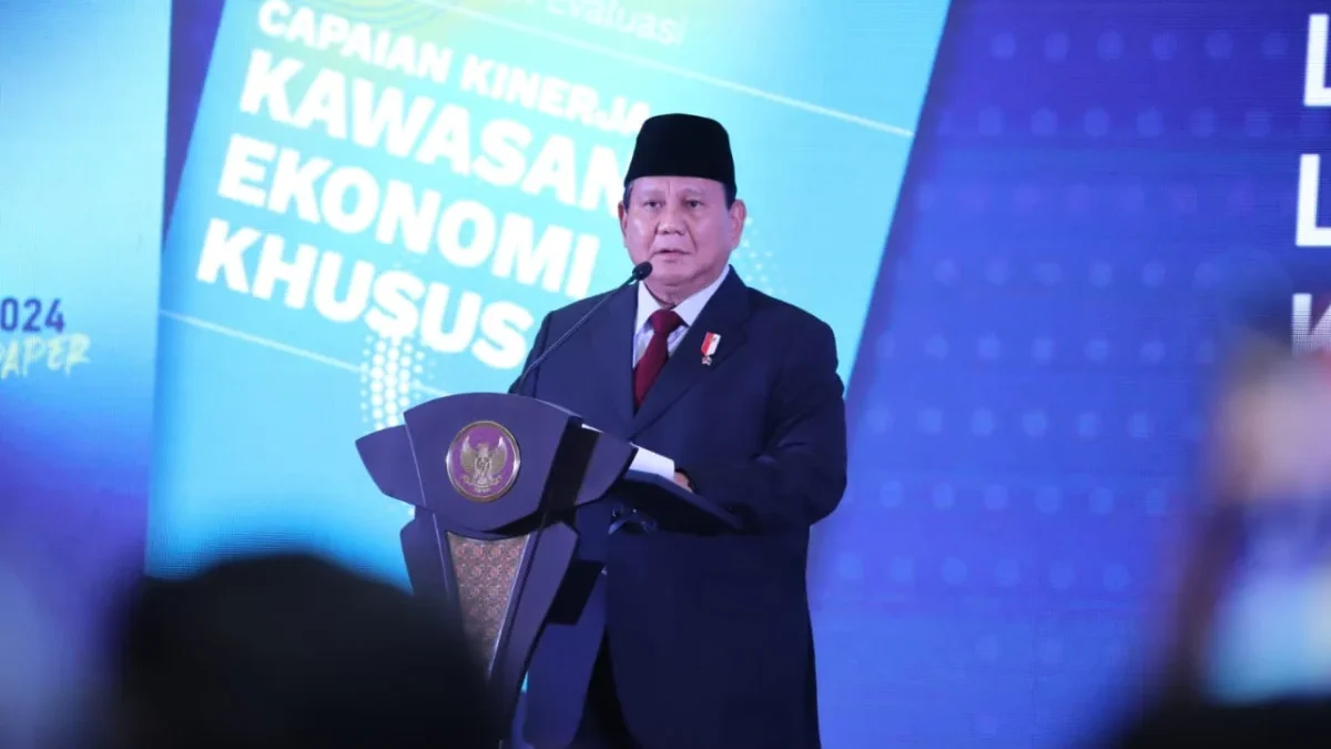 Prabowo Subianto meresmikan peluncuran Geoportal Kebijakan Satu Peta 2.0 di The St. Regis, Jakarta Selatan, pa