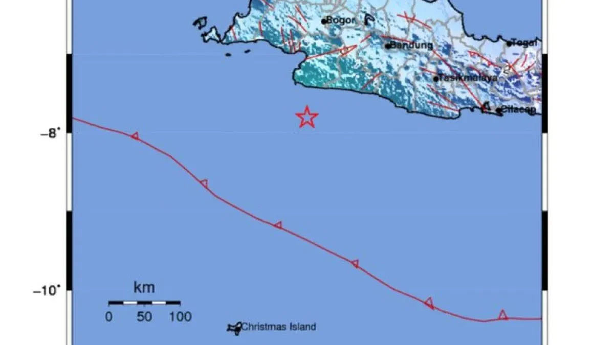 Gempa Sukabumi Sempat Mengejutkan, BNPB: Pemetaan Forensik Gambarkan Cara Kapan Datangnya Gempa dan Tsunami Lokasi gempa bumi M5,3 yang berpusat di Kabupaten Sukabumi, Jabar pada Minggu (15/9/2024). (BMKG)