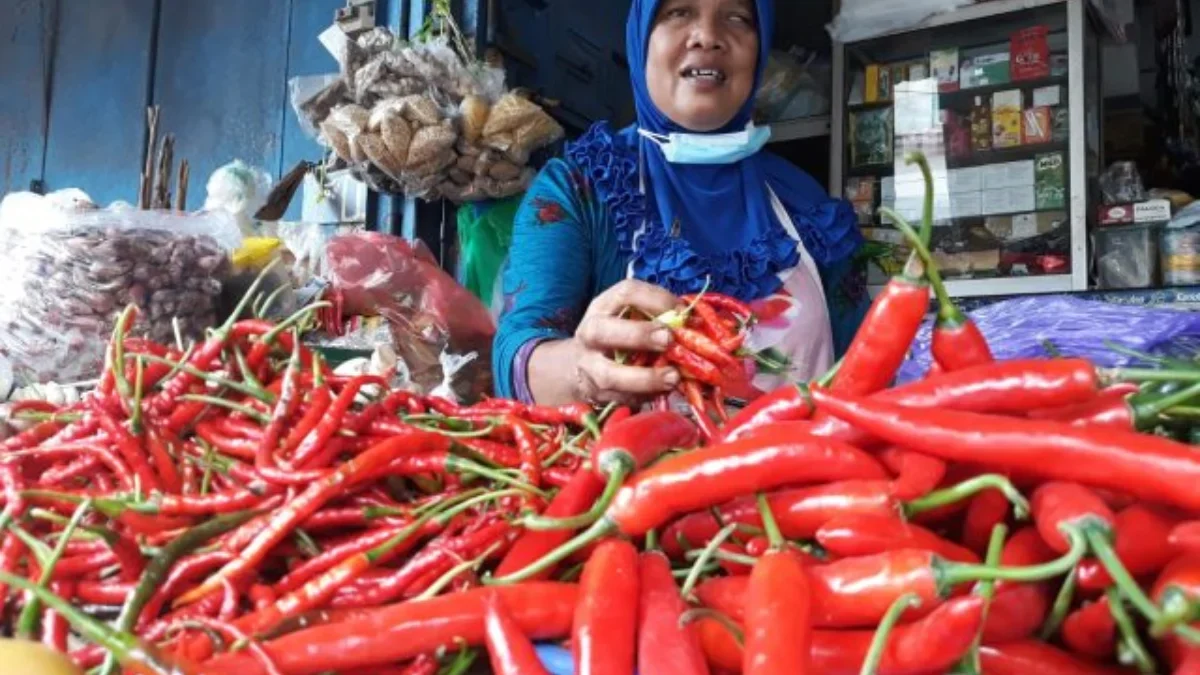 Pedagang cabai dan bumbu dapur di Pasar Blauran, Salatiga. (Foto: Dekan)