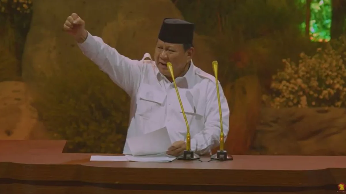 Presiden RI Prabowo Subianto memberi pidato di acara HUT ke 17 Partai GERINDRA. (Tangkapan Layar Youtube GERIN