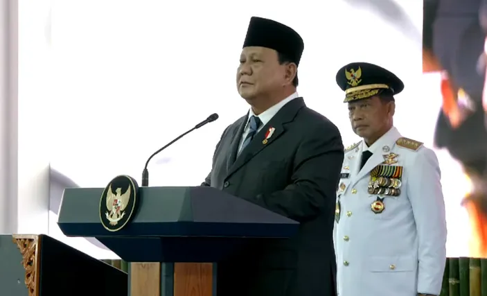 Prabowo: Momen Sejarah Pertama, Pelantikan Kepala Daerah Hasil Pilkada Serentak Presiden Prabowo Subianto saat memberikan pidato sambutan usai melantik para kepala daerah terpilih di Istana
