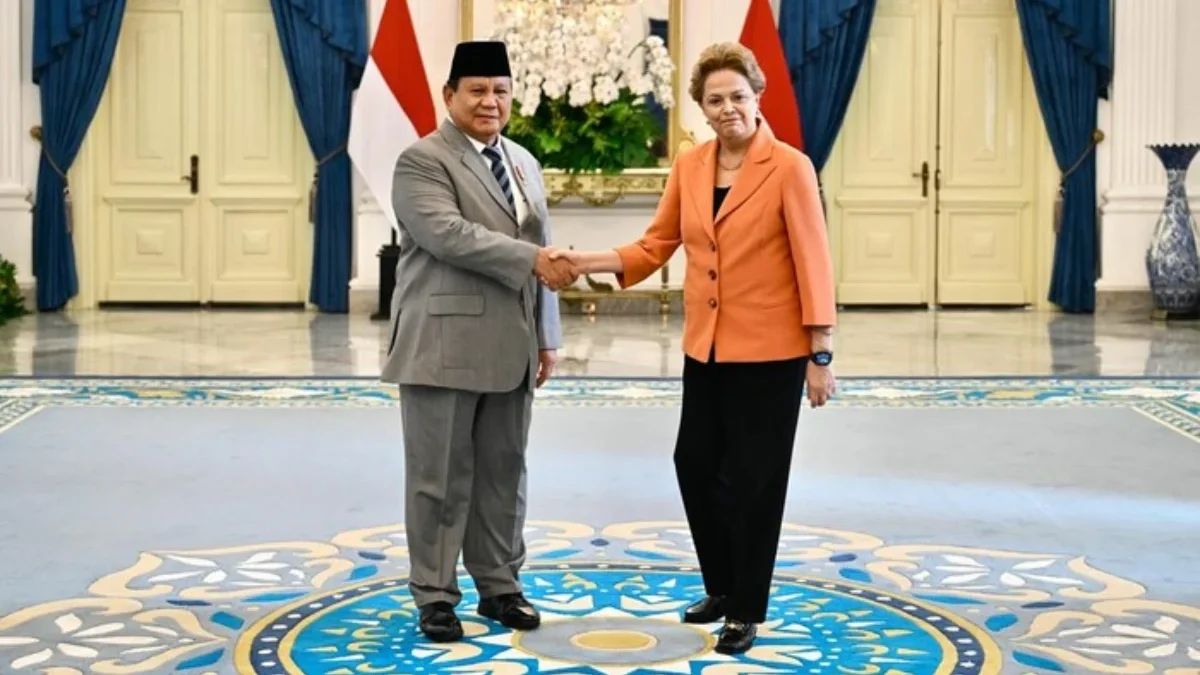 Potret Presiden RI Prabowo Subianto bersama Presiden New Development Bank (NDB) Dilma Vana Rousseff. (Foto: Ca
