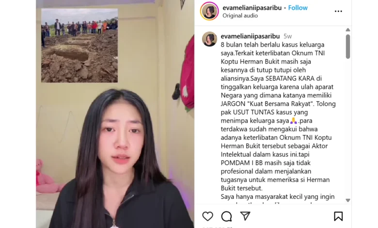 Tangkapan layar postingan video curhat putri wartawan Kabupaten Karo Sumatera Utara, Rico Sempurna Pasaribu, E