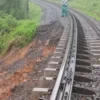 Tanah longsor yang terjadi di jalur rel KA sekitar Kecamatan Manonjaya Kabupaten Tasikmalaya. (IST).