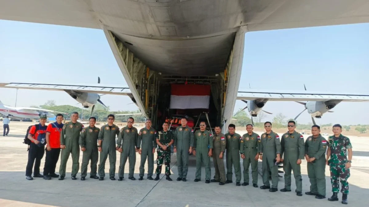 Bantuan kemanuasiaan dari Indonesia tiba Bandara Nay Pyi Taw, Myanmar, Selasa (1/4) (Foto: Kementerian Pertaha