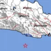 Pusat gempa berada di laut 90 km baratdaya Kabupaten Pangandaran yang berkekuatan M4,1. (bmkg.go.id)