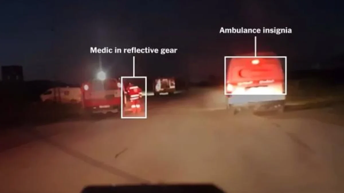 Video penembakan paramedis oleh tentara Israel di Rafah, Jalur Gaza, pada 23 Maret 2025 lalu. (PRCS)