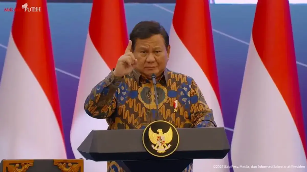 Sarasehan Ekonomi Bersama Presiden Republik Indonesia di Menara Mandiri, Jakarta, Selasa (8/4/2025).