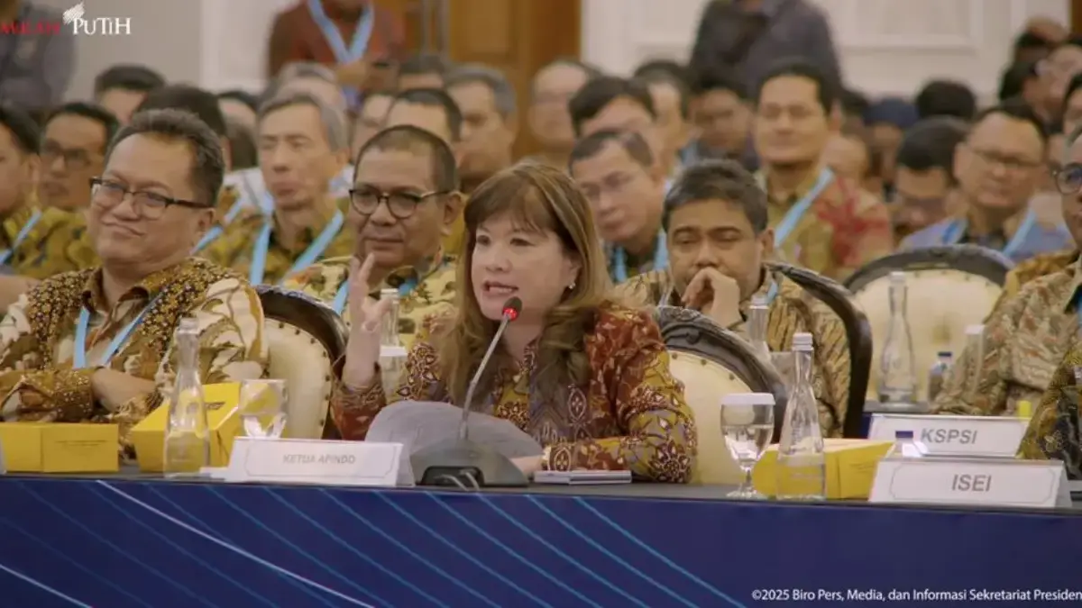 Ketua Umum APINDO Shinta Kamdani di acara Sarasehan Ekonomi bersama Presiden RI dengan tema \