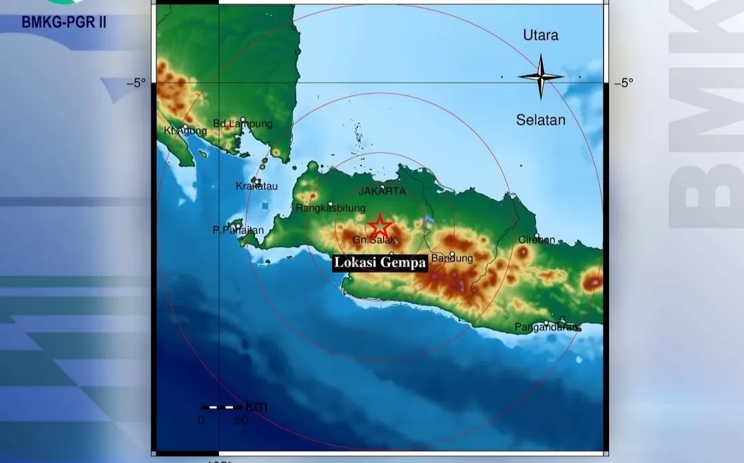 Kota Bogor diguncang gempa Kamis (10/4/2025) malam. (Foto: BMKG)