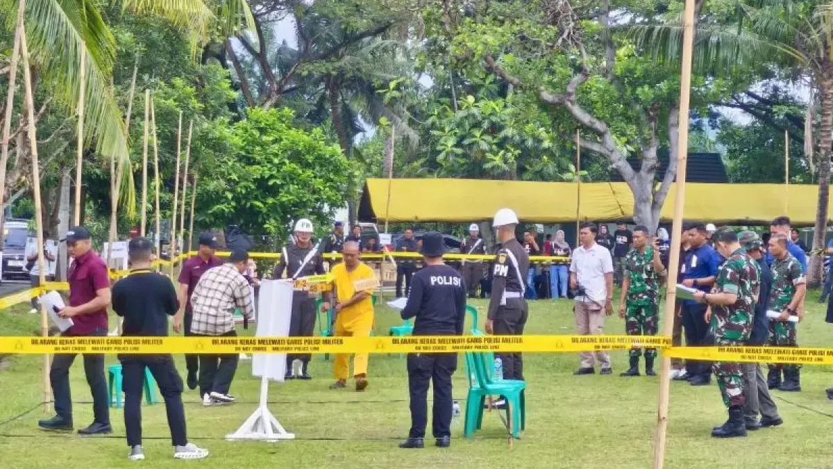 Rekontruksi kasus penembakan tiga polisi di Waykanan oleh oknum TNI AD saat menggerebek judi sabung ayam, dila