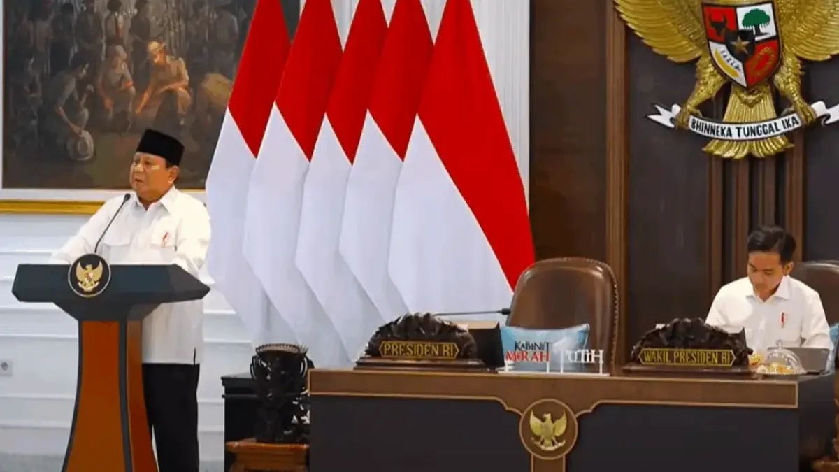 Presiden Prabowo dan Wapres Gibran di Sidang Kabinet Paripurna, 5 Mei 2025. (Dok YouTube Sekretariat Presiden)
