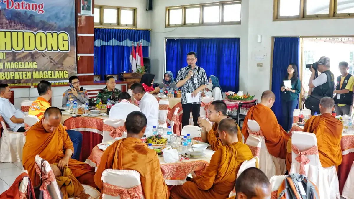 Bupati Magelang Grengseng Pamuji dan Wakil Bupati Magelang Sahid beserta jajaran Forkopimda saat menyambut ked