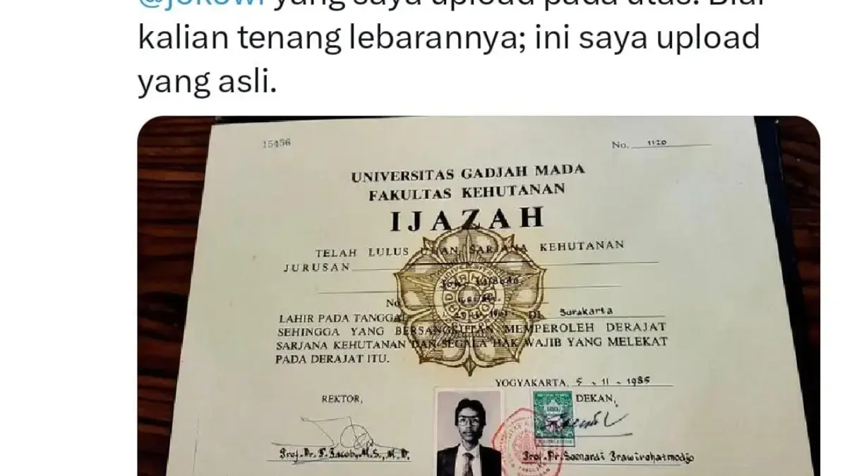 Postingan Dian Sandi Utama soal Ijazah Jokowi (Tangkap layar)