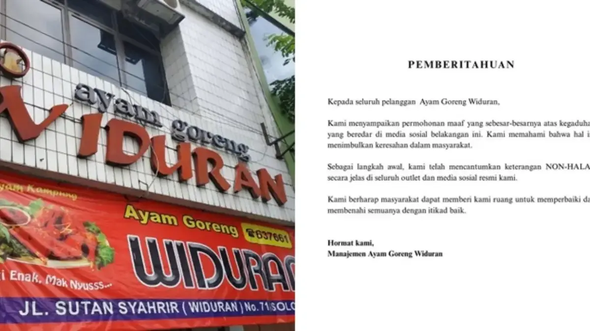 Kuliner Legendaris Solo Ayam Goreng Widuran 53 Tahun Beroperasi Diduga Tersandung Minyak Babi Pihak manajemen Ayam Goreng Widuran menyampaikan permohonan maaf kepada semua pelanggan atas kegaduhan yang te