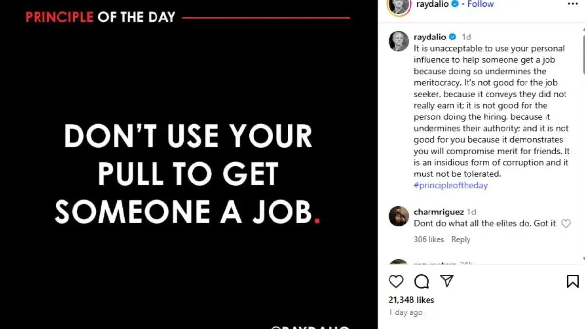 Unggahan Ray Dalio di Instagram, Kamis (29/5)