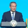 Perdana Menteri (PM) China Li Qiang dalam acara Indonesia-China Business Reception 2025 di Jakarta. (Tangkapan
