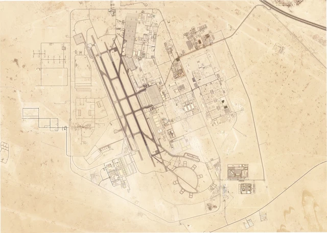 Peta pangkalan udara militer AS Al-Udeid, selatan Doha. Foto: Planet Labs PBC via AP