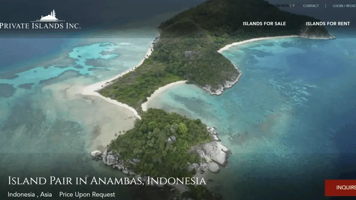 Empat pulau di Anambas Dijual (Tangkapan layar privateislandsonline.com)