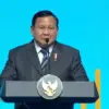 Presiden Prabowo Subianto saat berpidato di hadapan Perdana Menteri China, Li Qiang, dan para pelaku usaha ked