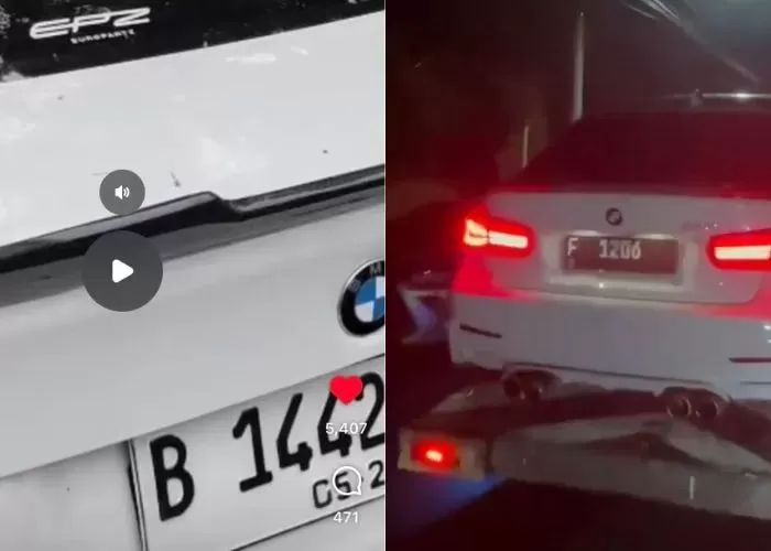 Nopol BMW milik Christiano Tarigan sempat ditukar dari F ke B saat di Polsek. Pelaku sudah ditangkap. (ist)