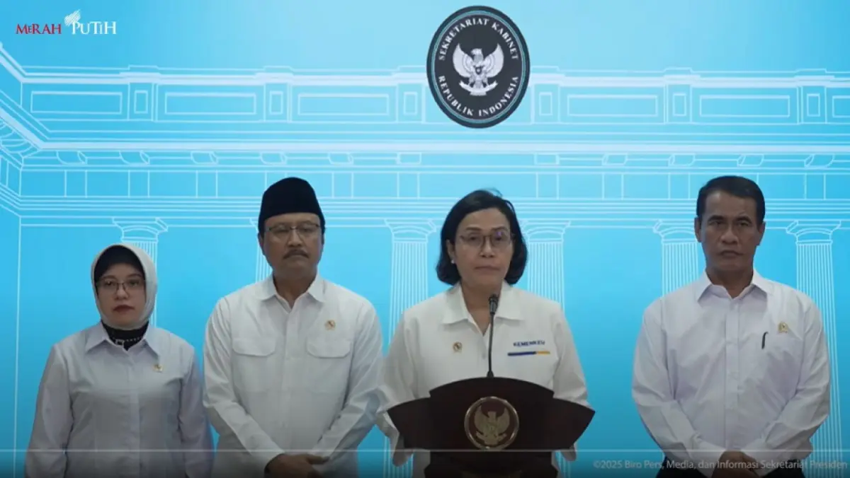 Menteri Keuangan (Menkeu) Sri Mulyani Indrawati di Kompleks Istana Kepresidenan Jakarta, Senin (2/6/2025) sore