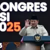Presiden RI Prabowo Subianto saat berpidato di Penutupan Kongres Partai Solidaritas Indonesia (PSI) tahun 2025