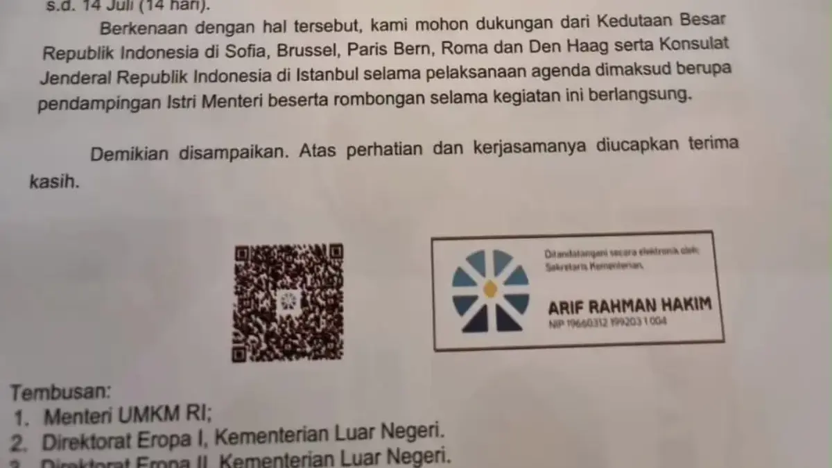 Surat berkop Kementerian Usaha Mikro, Kecil, dan Menengah (UMKM) viral di media sosial pada Kamis (3/7/2025).