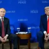 Presiden Amerika Serikat Donald Trump melakukan pertemuan dengan Presiden Rusia Vladimir Putin di Alaska, Amer