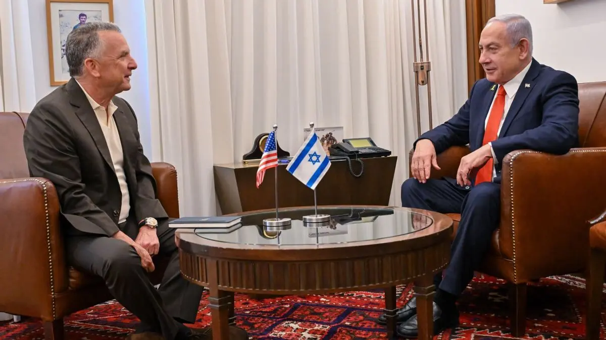 PM Israel Netanyahu (kanan) saat menerima Utusan Khusus Steve Witkoff. (Sumber GPO/Kobi Gideon)