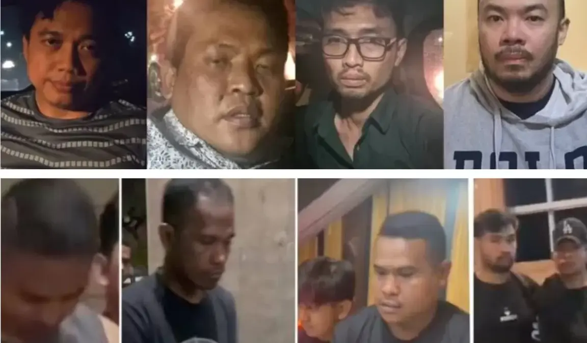 Delapan tersangka pembunuh Kacab BRI Cempaka Putih yang sudah diamankan Polda Metro Jaya. (FOTO: IST)