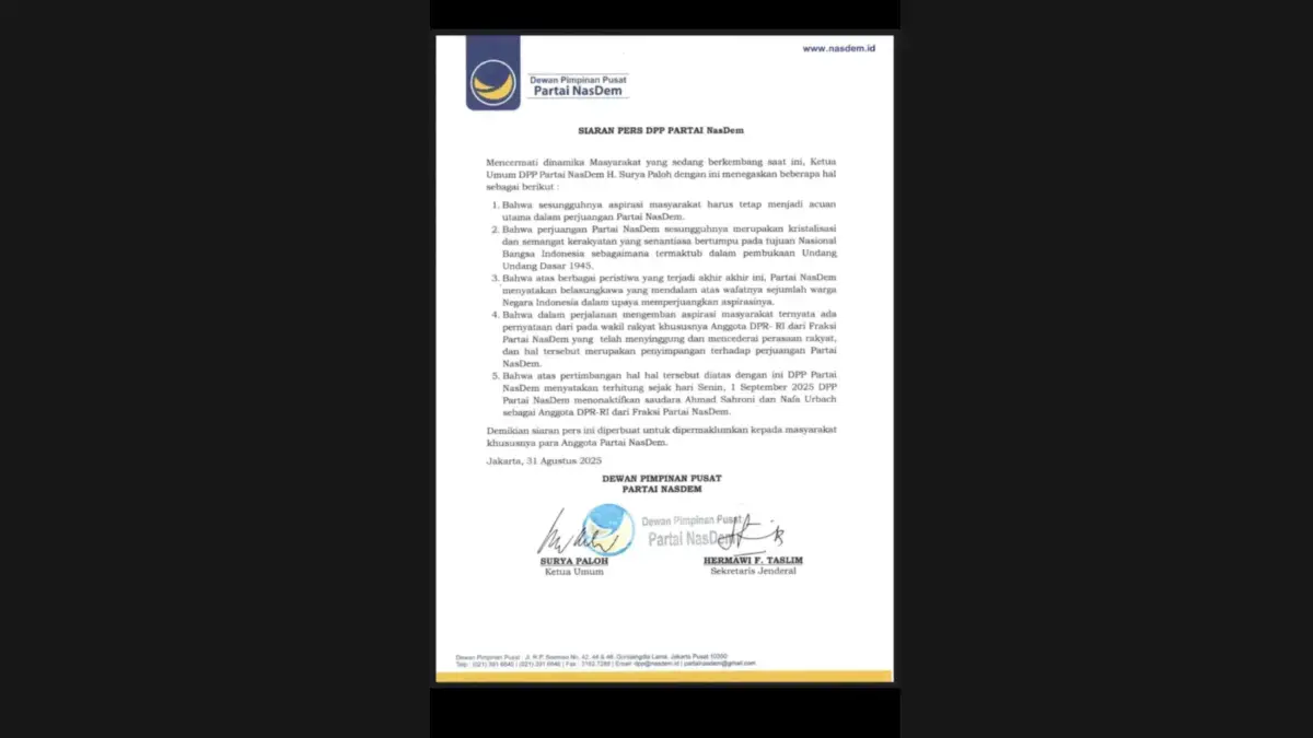 Siaran Pers Partai NasDem