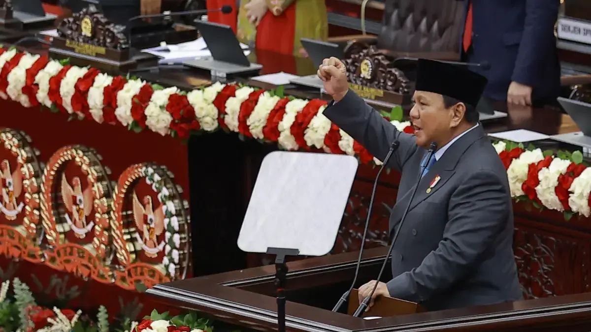 residen Prabowo Subianto menyampaikan pidato dalam Sidang Tahunan MPR RI dan Sidang Bersama DPR-DPD RI Tahun 2