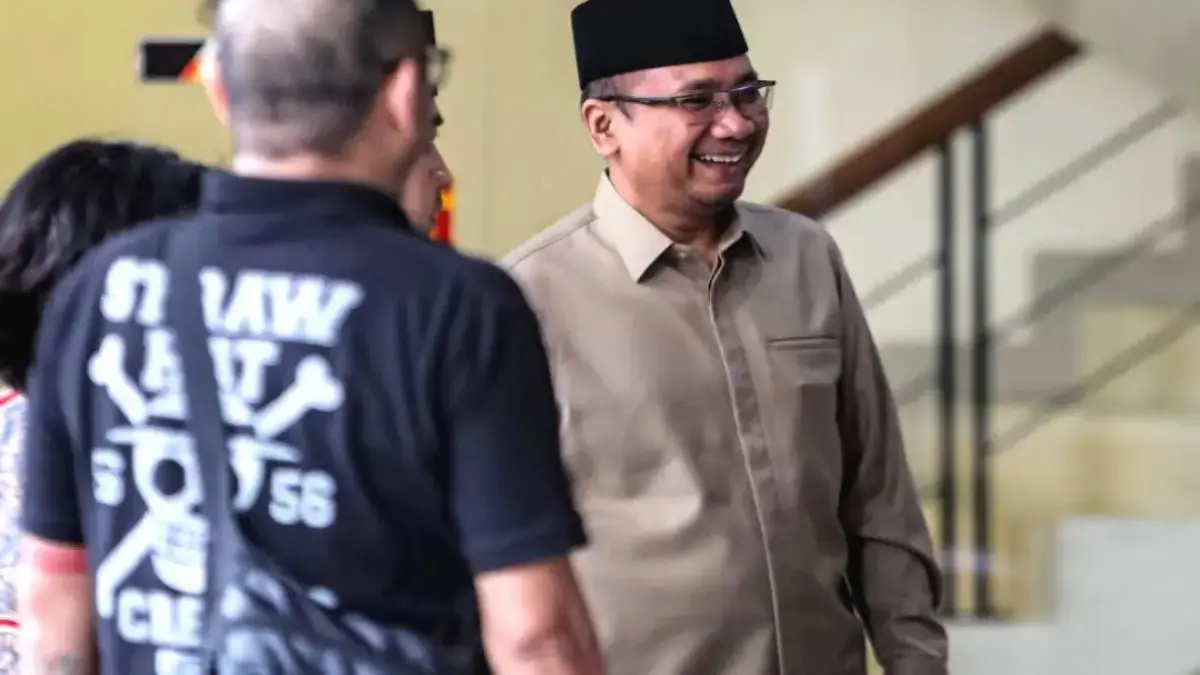 Mantan Menteri Agama, Yaqut Cholil Qoumas usai menjalani pemeriksaan di Gedung Merah Putih KPK, Kuningan, Jaka