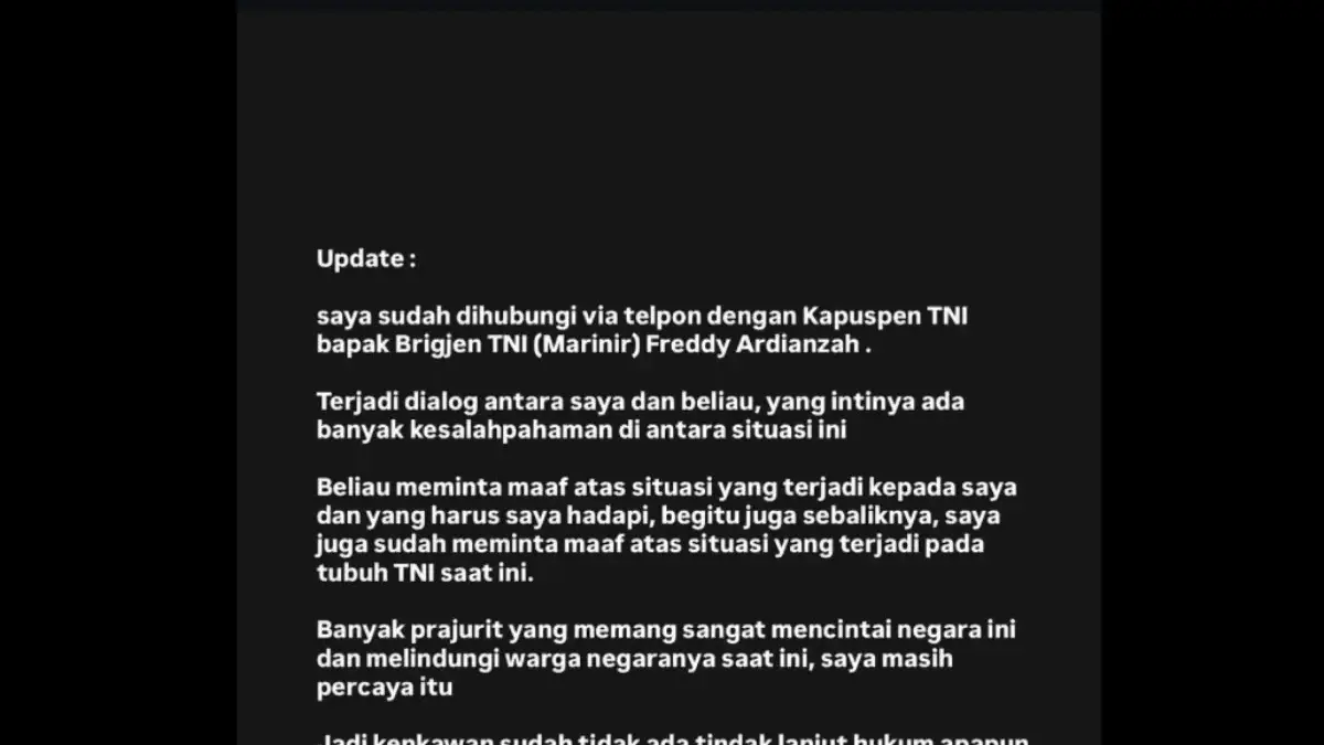 Tangkapan layar instagram Ferry Irwandi