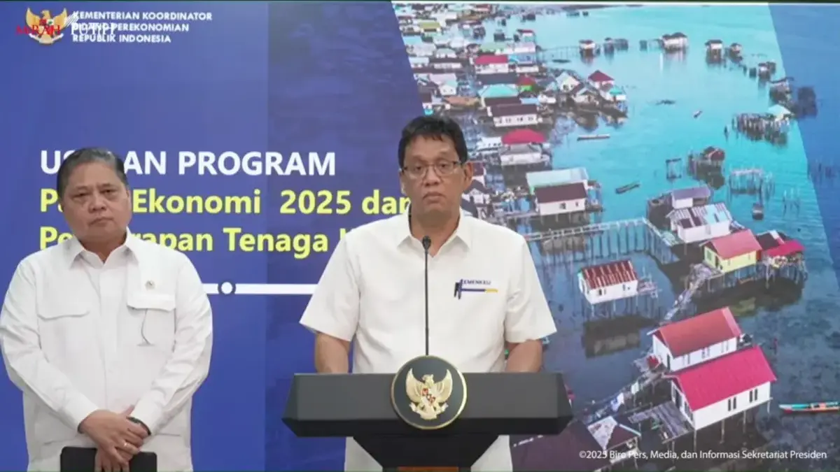 Menkeu Purbaya Yudhi Sadewa dalam konferensi pers Paket Stimulus Ekonomi di Jakarta, 15 September 2025. (Foto: