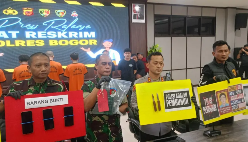 Konferensi pers penangkapan provokator upaya penyerangan Markas Satuan Latihan (Satlat) Brimob Cikeas, Kabupat