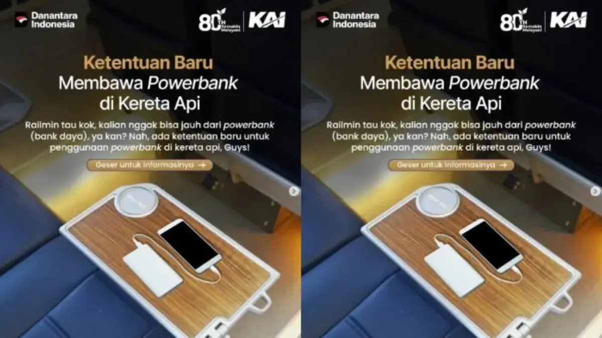 KAI merilis aturan baru di mana penumpang dan pelanggan kereta api dilarang untuk mengisi ulang daya powerbank