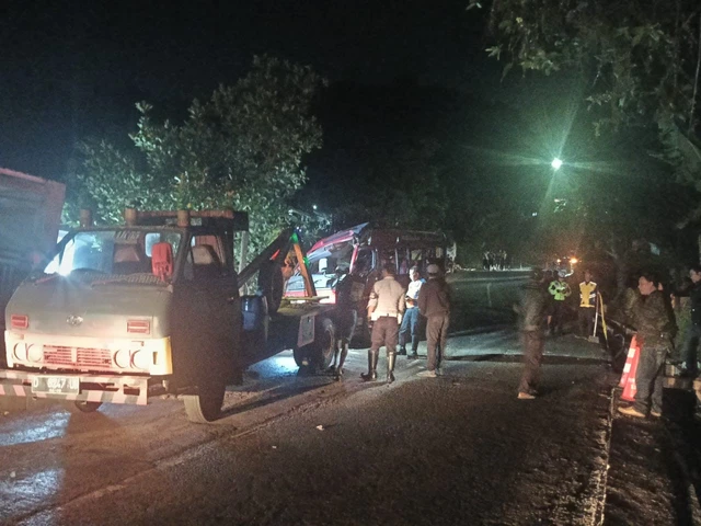 Lokasi kecelakaan di Dusun Cilangkap, Kecematan Wado, Kabupaten Sumedang, Jawa Barat, Sabtu (1/11/2025). Foto: