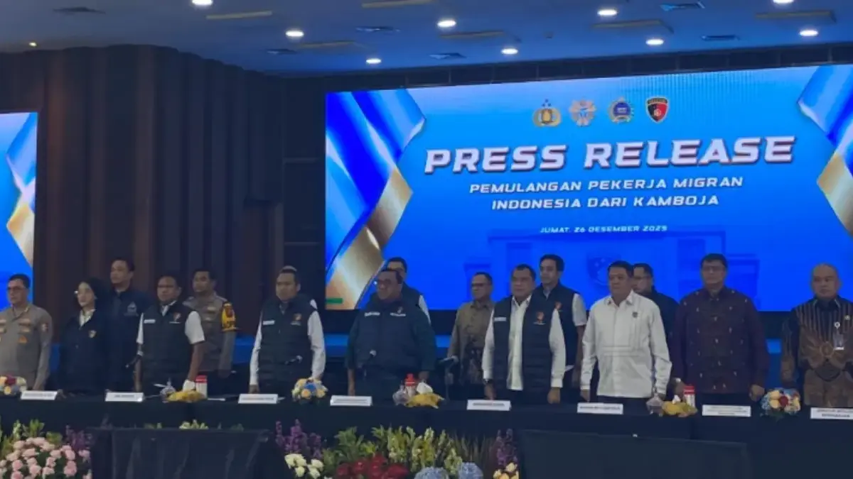 Kabareskrim Komjen Syahardiantono dan jajaran saat konferensi pers di Bareskrim Polri, Jakarta Selatan pada Ju