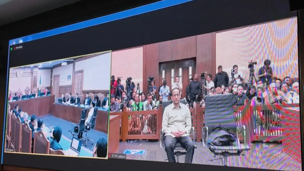 Sidang yang menjerat terdakwa Nadiem Makarim dalam perkara dugaan korupsi pengadaan  Chromebook di Pengadilan
