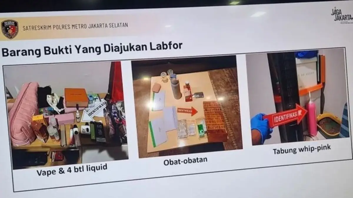 Bagaimana Sebenarnya Regulasi Peredaran Whip Pink yang Ditemukan di Apartemen Lula Lahfah? Polisi menunjukkan kamera pengawas (CCTV) memperlihatkan sejumlah barang bukti di apartemen pemengaruh (influe